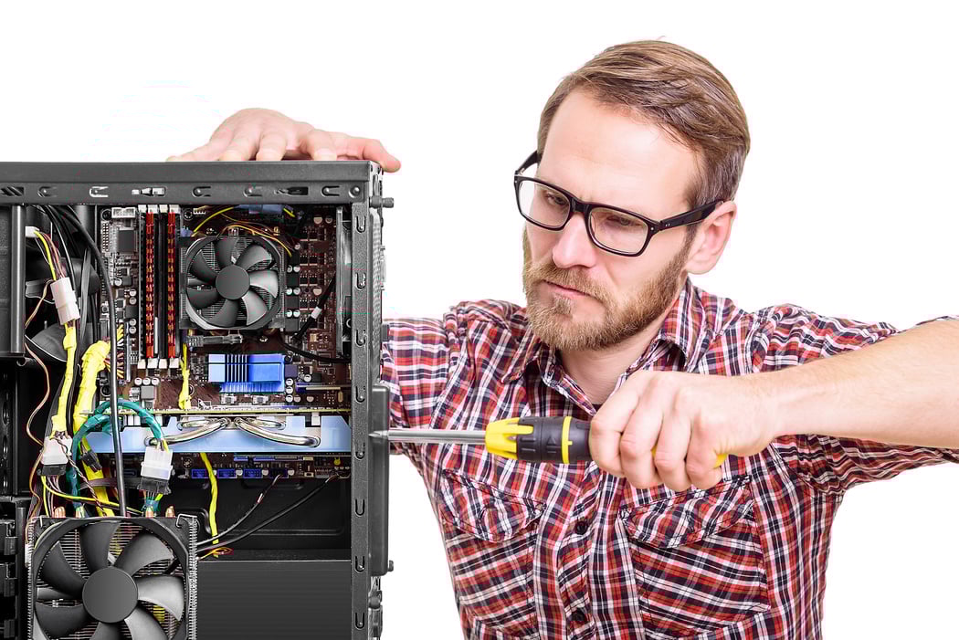 Technician repair assembles computer