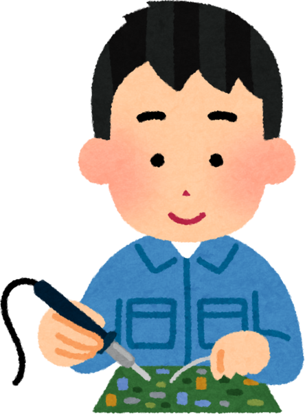 Illustration of Worker Soldering on a Circuit Board